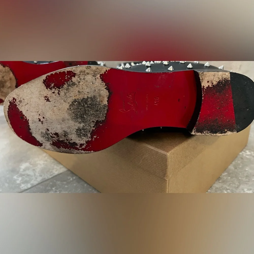 Authentic Christian Louboutin women’s 41.5 Meneboot Flat Calf Spikes - Picture 6 of 9